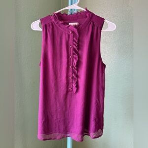 LOFT Sleeveless Ruffle Blouse - Pink Size S